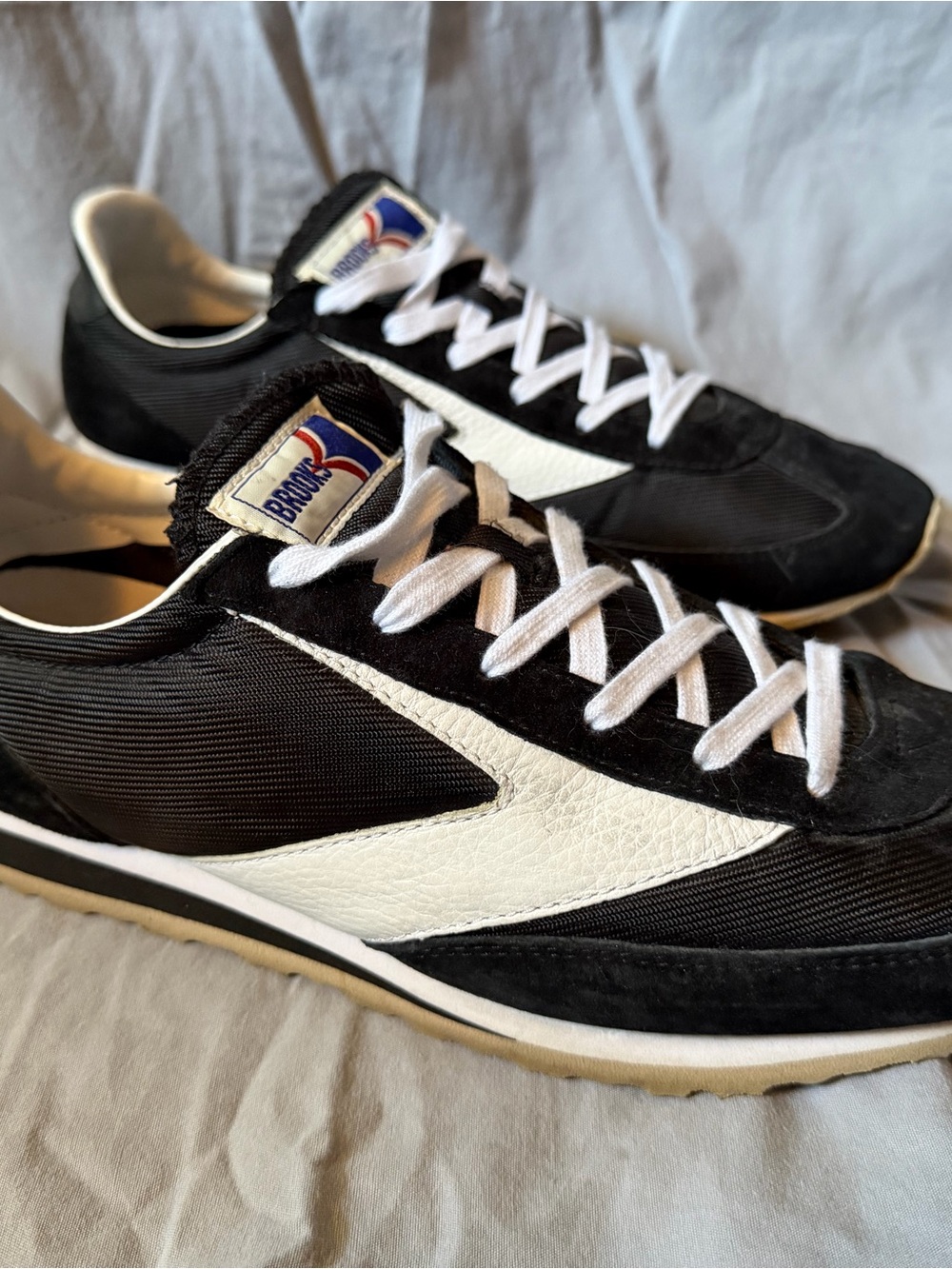 Brooks Black and White Retro Runner Sneakers